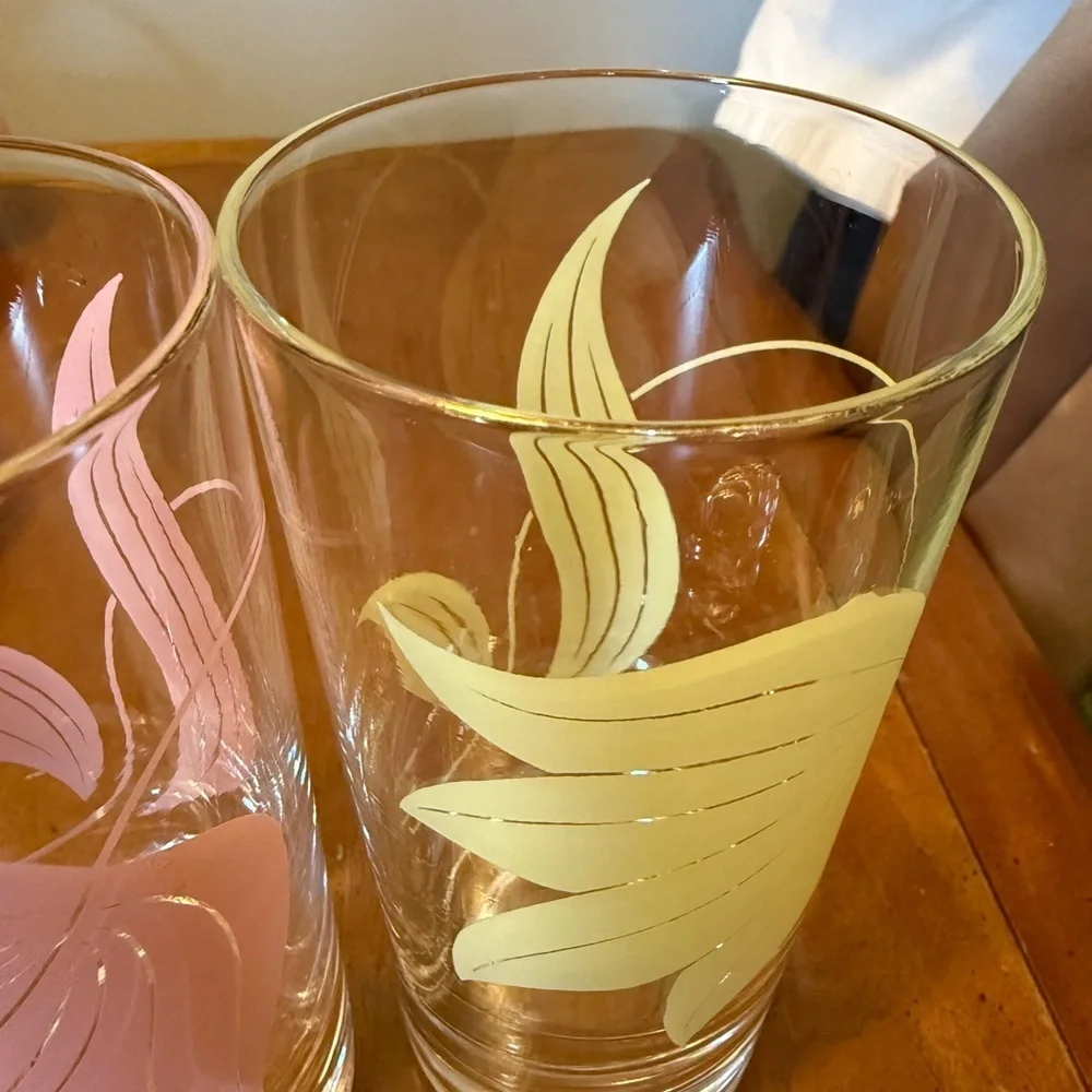 Set of Two Vintage MCM Leaf Design Glasses